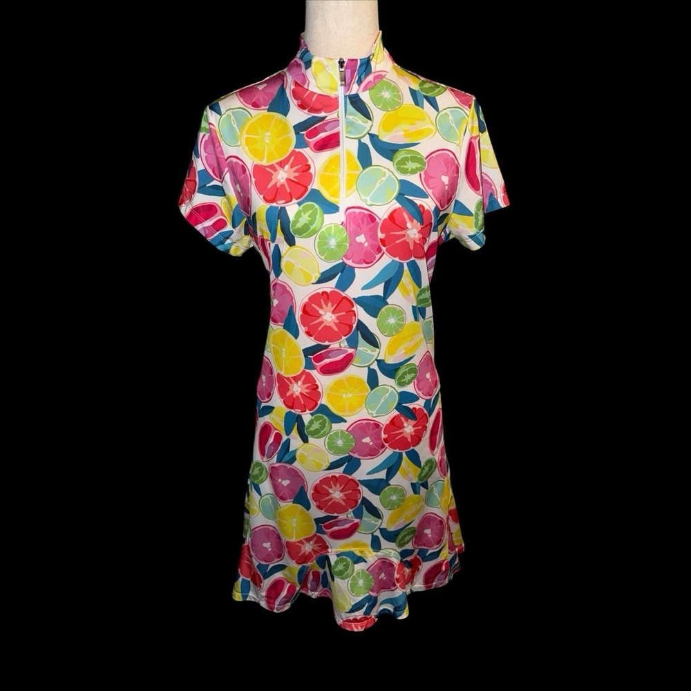 Tail Activewear Women's Medium Short Sleeve Grapefruit Golf Pickleball Dress